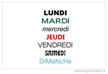 dingbat lundi mardi mercredi jeudi vendredi samedi dimanche