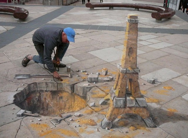 illusion tour eiffel Julian Beever